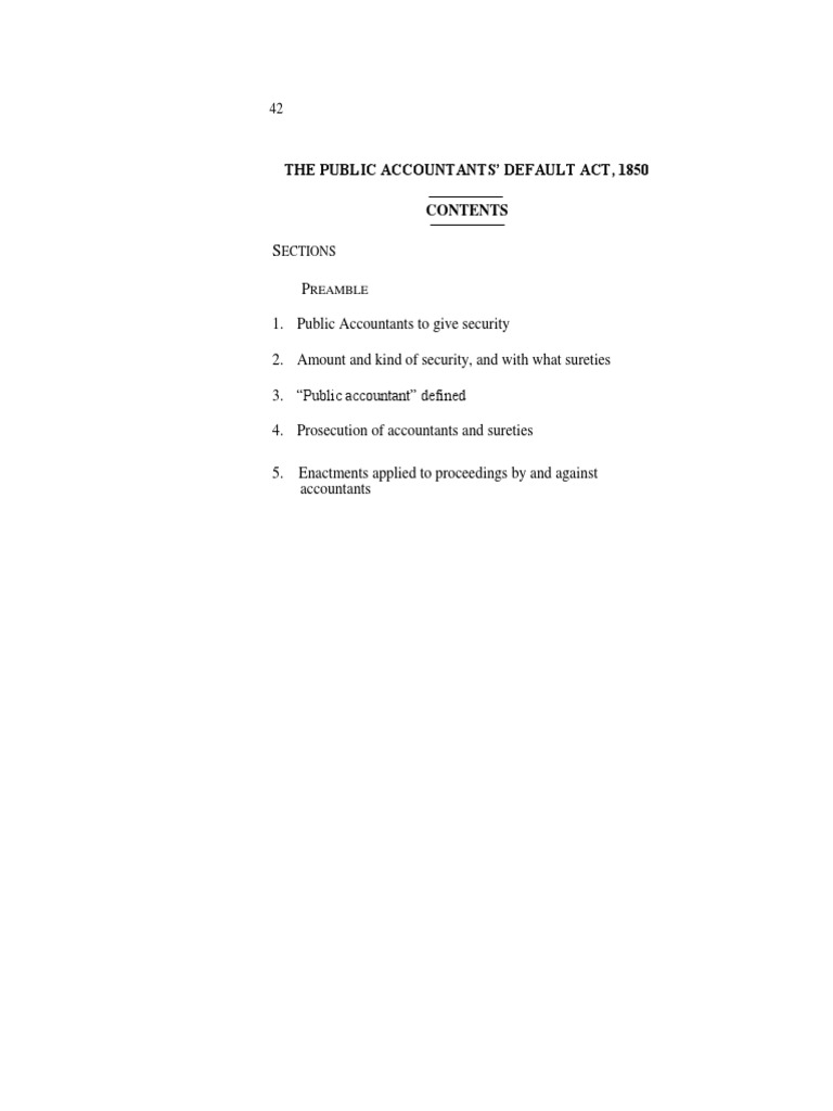 The Public Accountant's Default Act, 1850 PDF Public Law Private Law