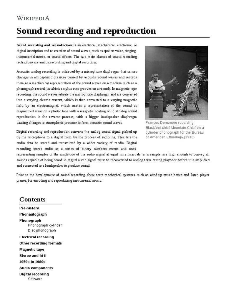 Sound Recording and Reproduction | PDF | Sound Recording And ...