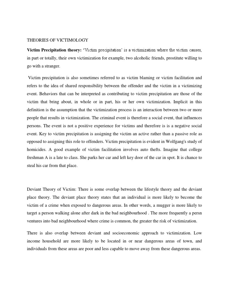 An Analysis of Victimology Theories and the Need for Victim ...