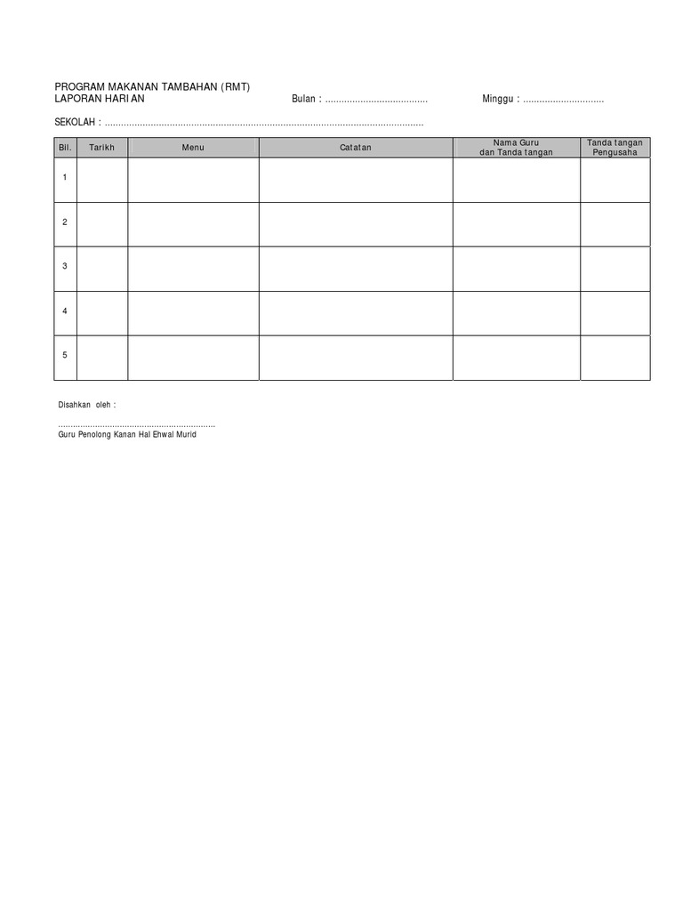 Borang Laporan Harian Rmt Pdf