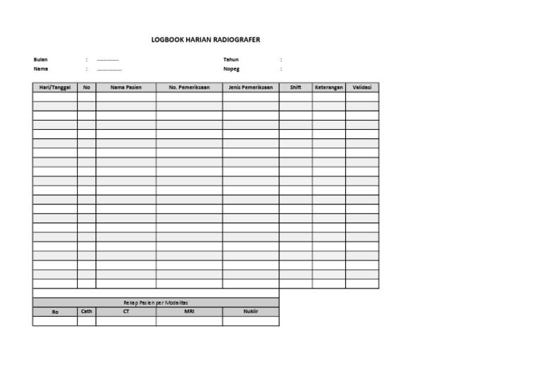 Logbook Harian Radiografer PDF | PDF