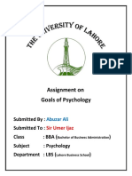 Goals of Psychology Assignment