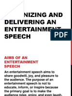 Organizing and Delivering An Entertainment Speech