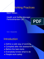 Safe Working Practices: Mark Mallen Health and Safety Manager Fenlockhansen LTD