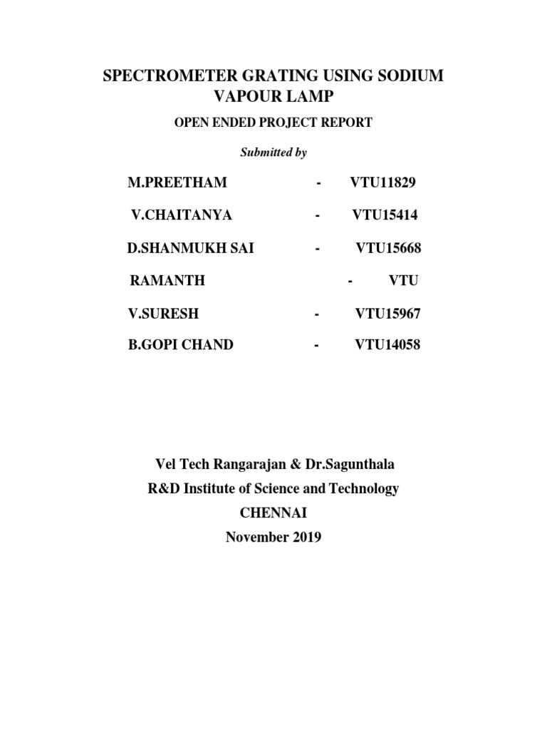 Spectrometer Grating Using Sodium Vapour Lamp PDF Diffraction Radiation