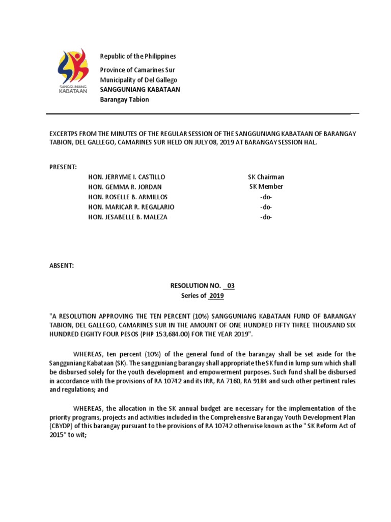 SK Fund Allocation Resolution 2019 | PDF | Government