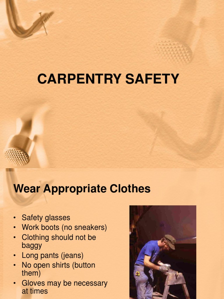 Carpentry Safety Guidelines and PPE | PDF | Tools | Equipment