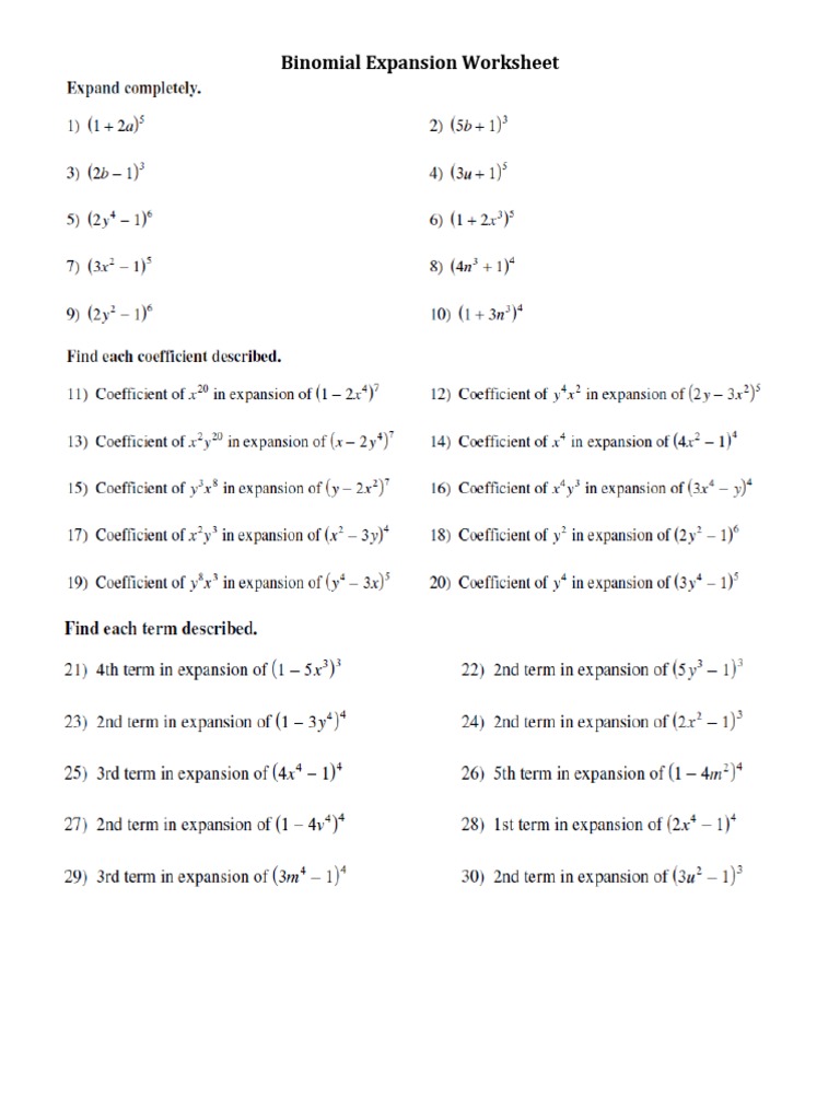 Algebra Students: Binomial Practice | PDF | Teaching Methods ...