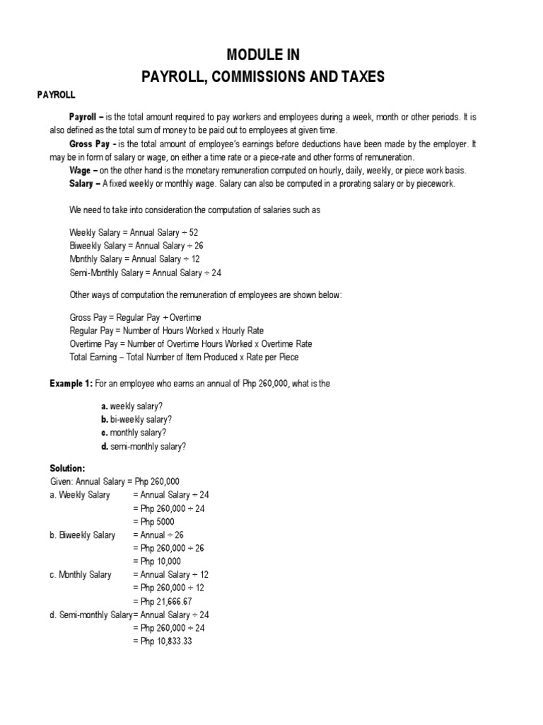 Business Mathematics PDF Payroll Tax Salary