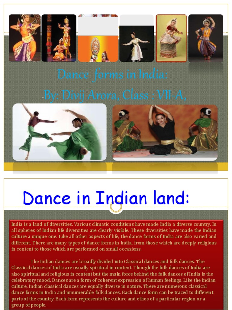 Dance Forms in India By Divij Arora, Class VIIA PDF Dances