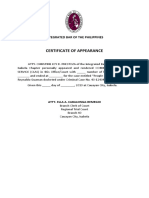 Certificate of Appearancce