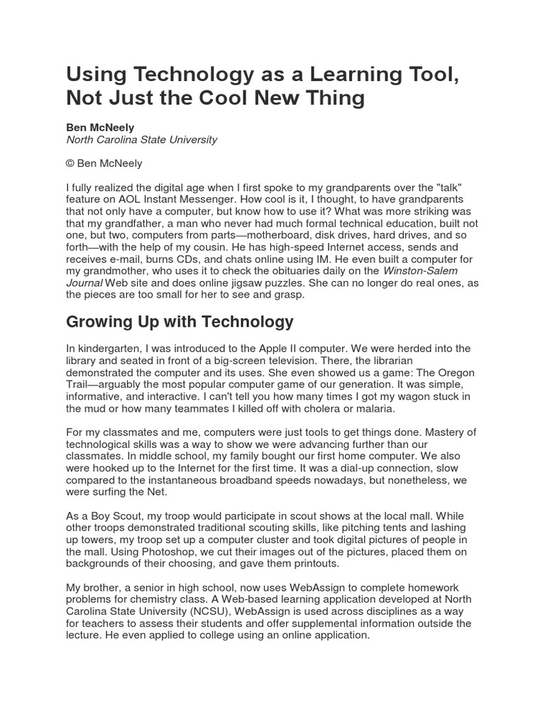 Technology As A Learning Tool | PDF | Educational Technology | Disc Jockey