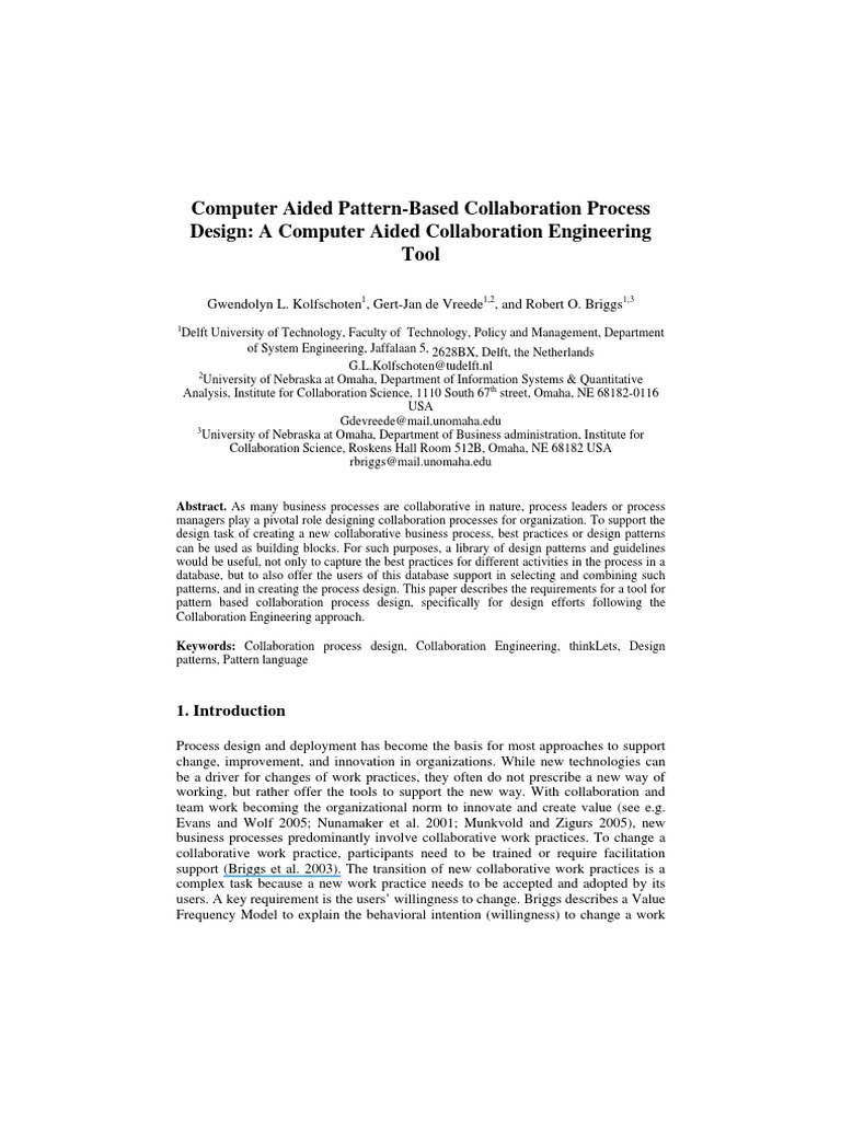 Pattern-Based Collaboration Process Design | PDF | Software Design ...