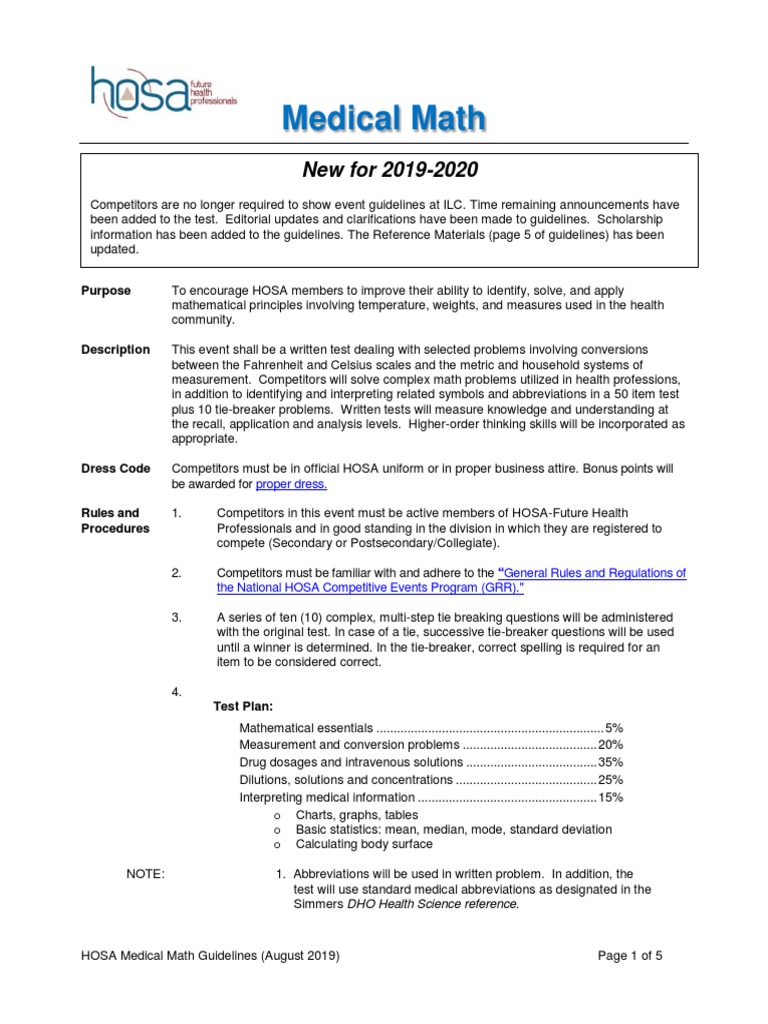 Medical math questions