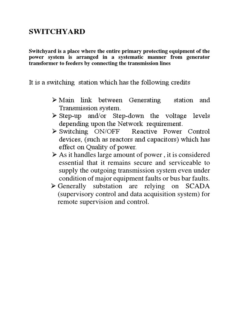 SWITCHYARD | PDF | Electrical Substation | Electric Power Transmission