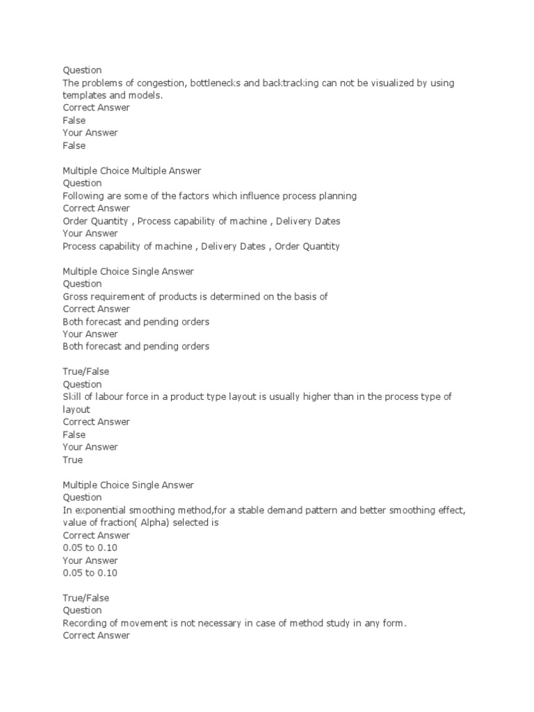 Production And Operations Management Pdf Multiple Choice