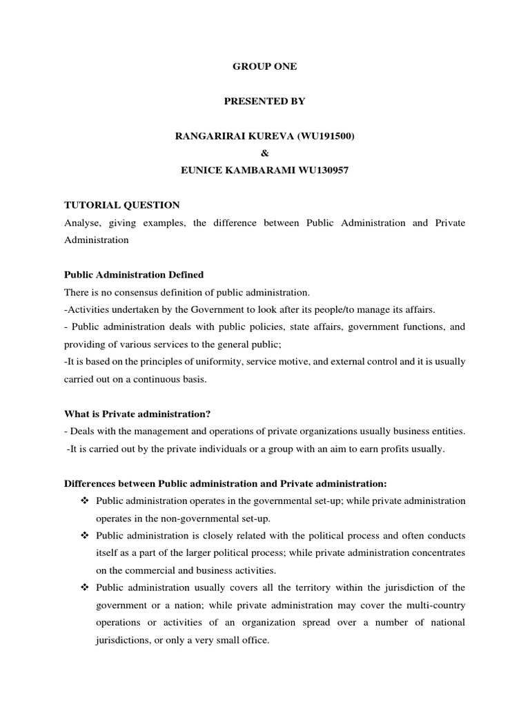 Difference Between Public And Private Administration Pdf Public