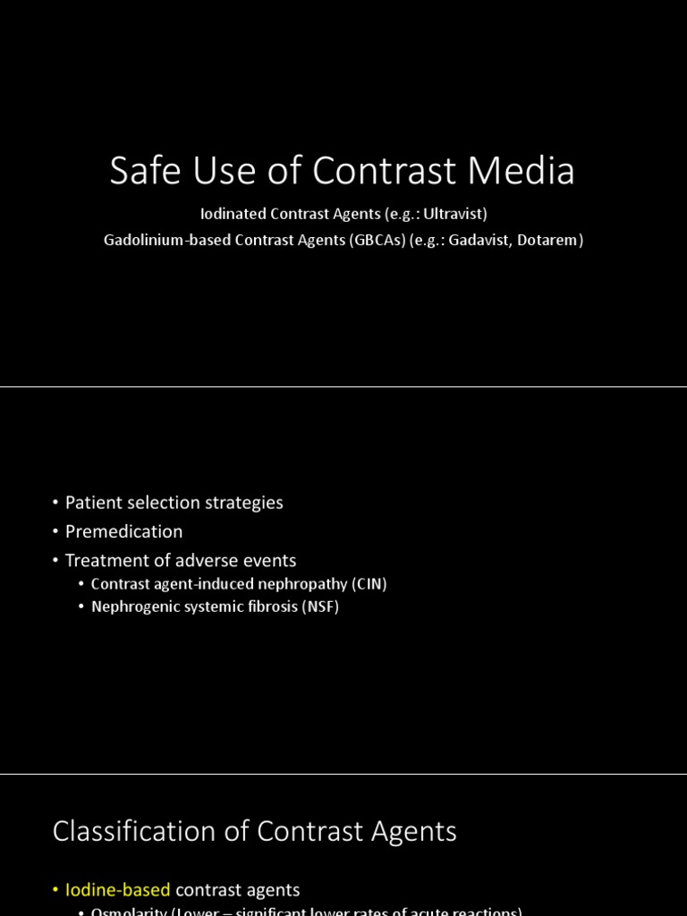 Contrast Media Safety and Risks | PDF | Creatinine | Renal Function