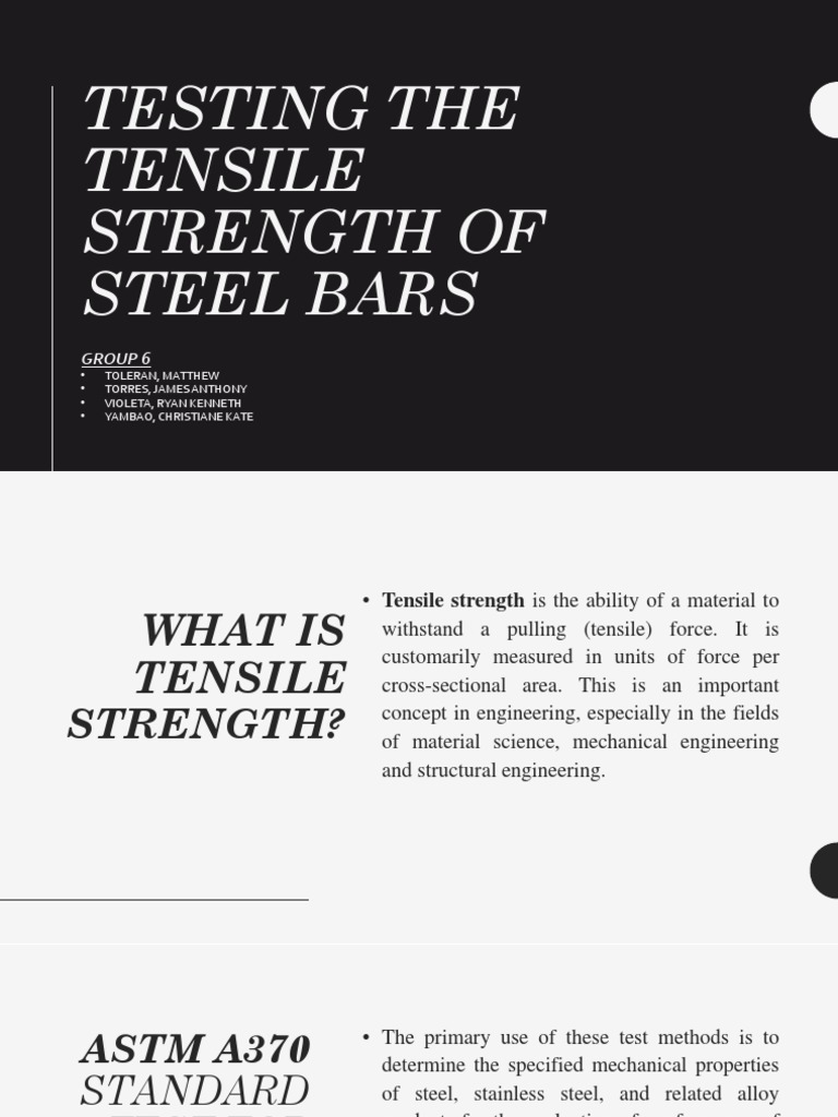 Testing the Tensile Strength of Steel Bars Ultimate Tensile Strength Strength Of Materials