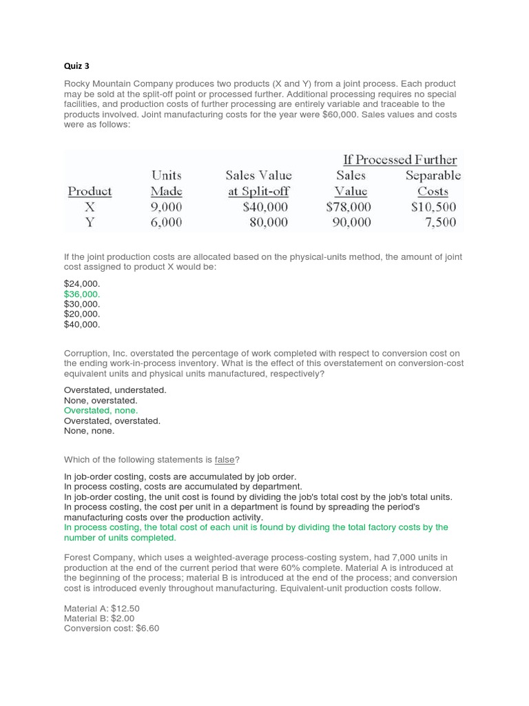 Hill Connect Quiz 3 Managerial Accountig Pdf Cost Of Goods Sold Inventory
