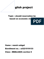 English Project: Topic: Should Reservation Be Based On Economic Status