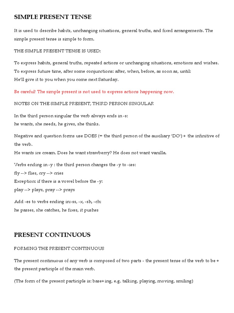 Simple Present Tense | PDF | Perfect (Grammar) | Grammatical Tense