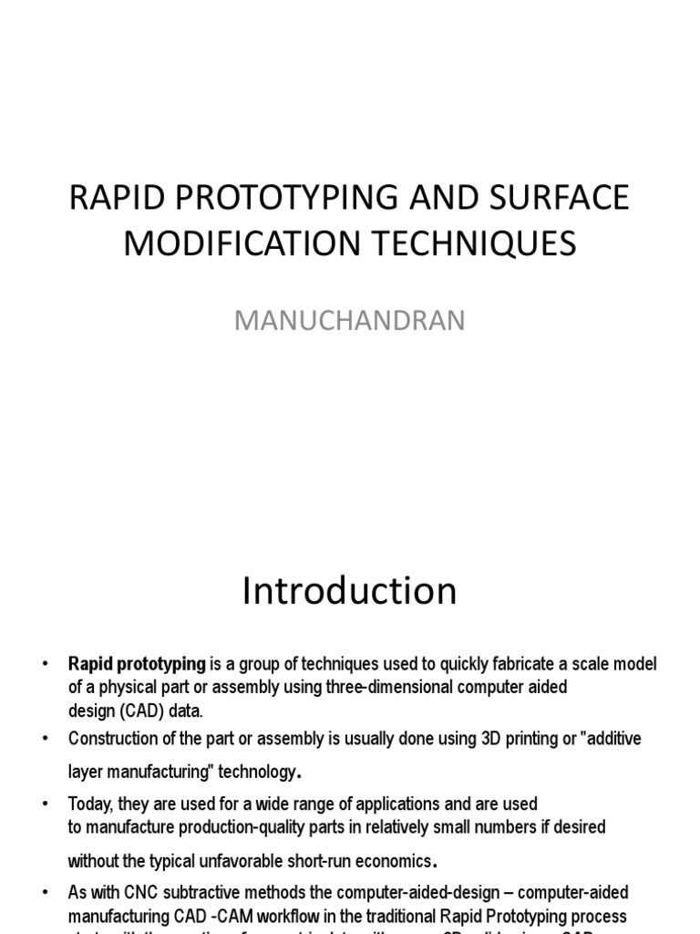 Rapid Prototyping Techniques Overview | PDF | 3 D Printing | Thin Film