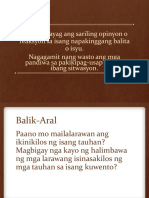 Naipapahayag Ang Sariling Opinyon o Reaksyon Sa Isang Napakinggang Balita o Isyu.