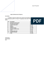 S.N Description Amount: Subject: Reimbursement of Expenses