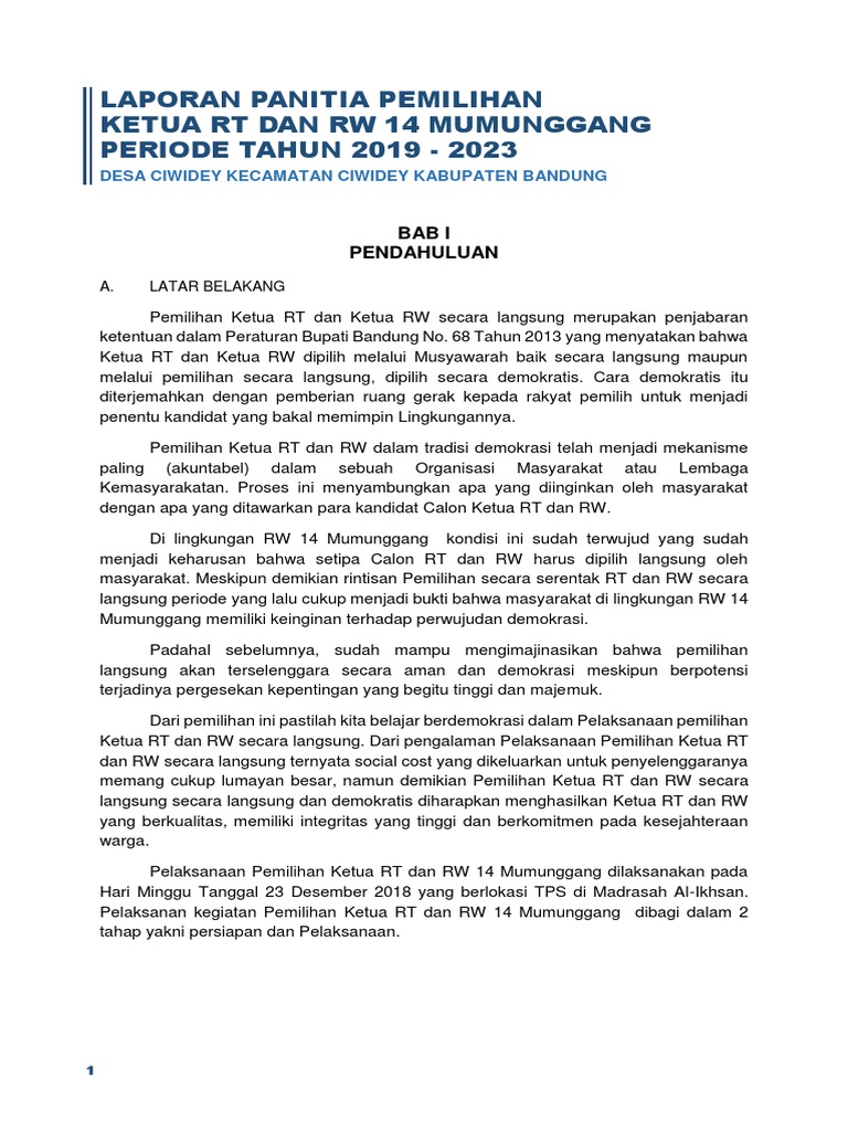 Laporan Panitia Pemilihan Rw