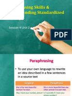 Paraphrasing Skills & Understanding Standardized Testing: Session 4 Unit 2
