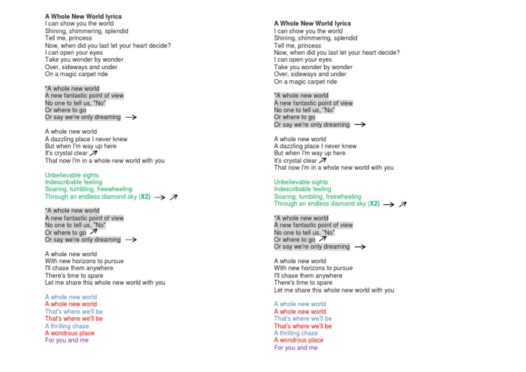 A Whole New World Lyric