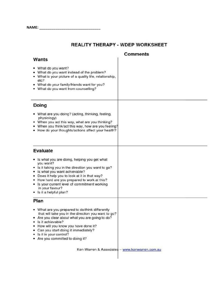 Wdep Worksheet PDF