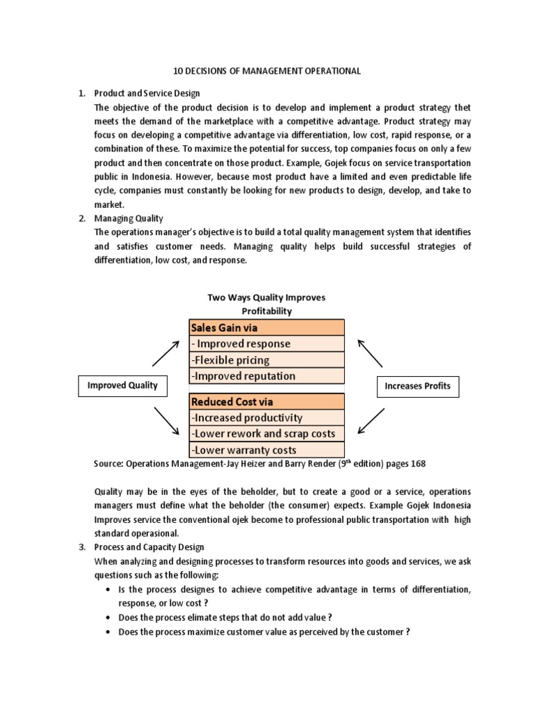 10 Key Decisions in Operations Management | PDF | Strategic Management ...