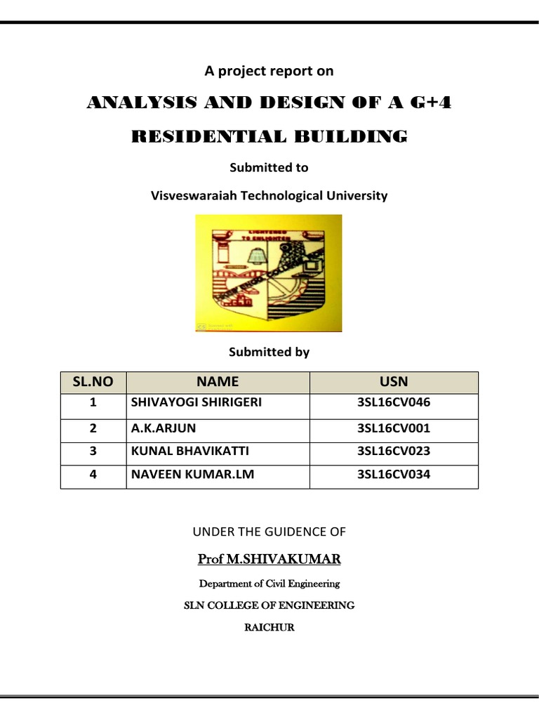 Analysis and Design of A G+4 Residential Building: A Project Report On ...