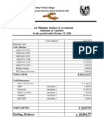 Statement of Cash Flows and Expenses for Holy Trinity College