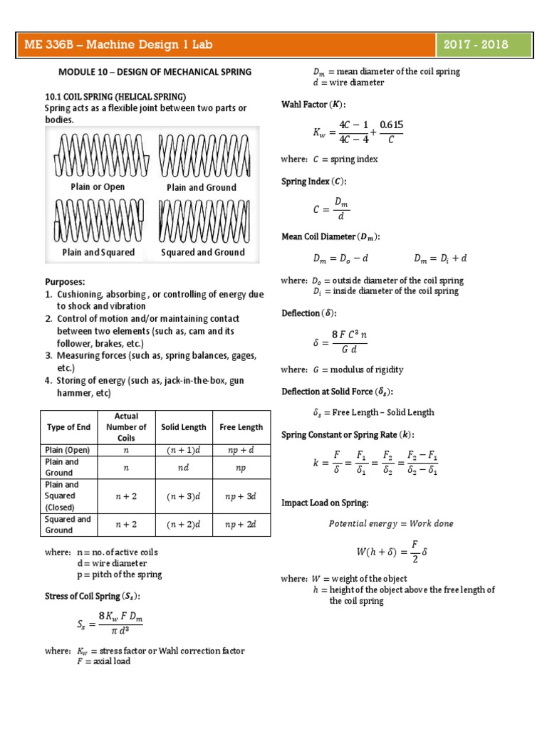 10.1. Spring Design (Formulas and Problems) | PDF | Young's Modulus ...
