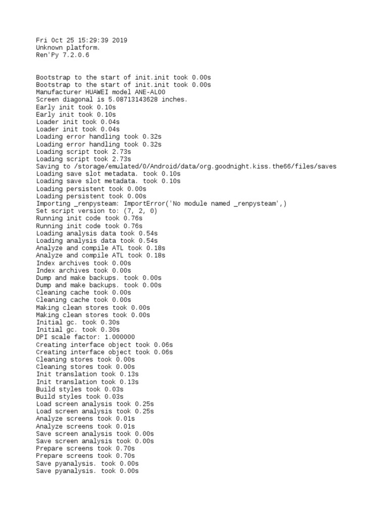 Goodnight Kiss Game Initialization Log | PDF | System Software | Computing