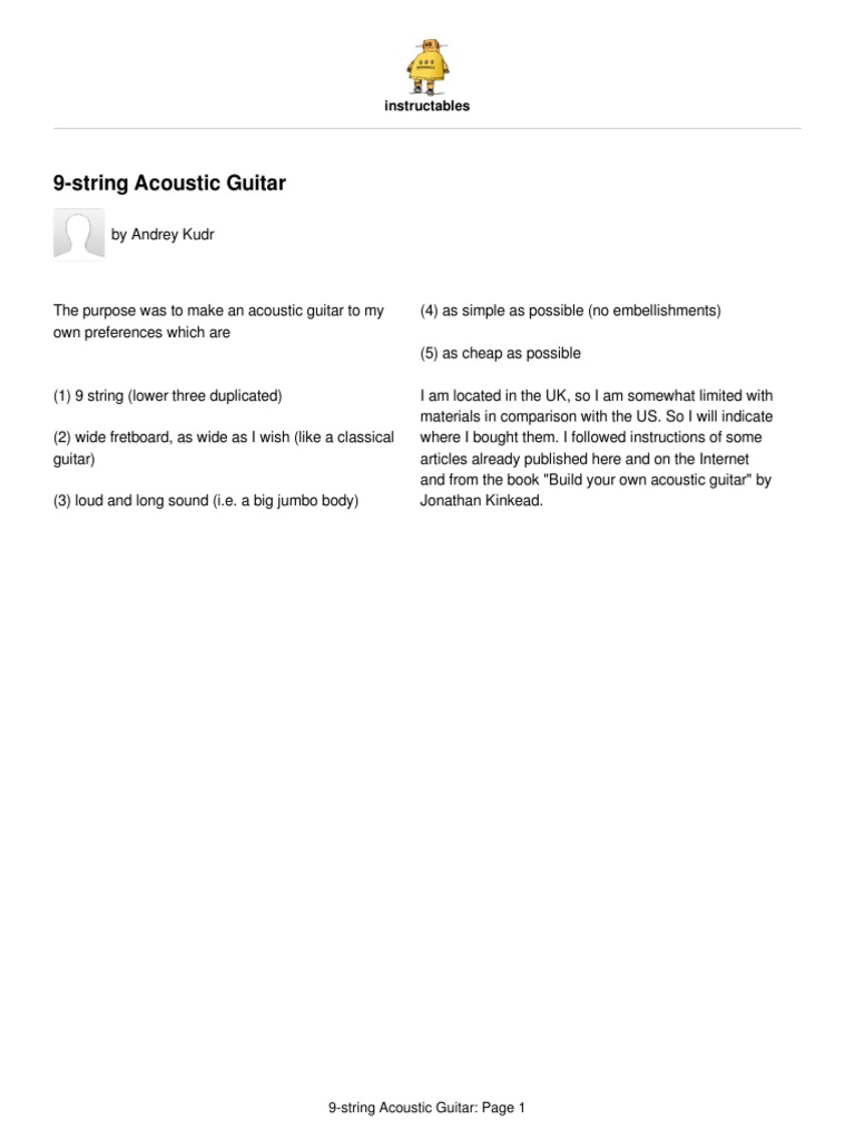 Building a 9-String Acoustic Guitar | PDF | Guitars | String Instruments