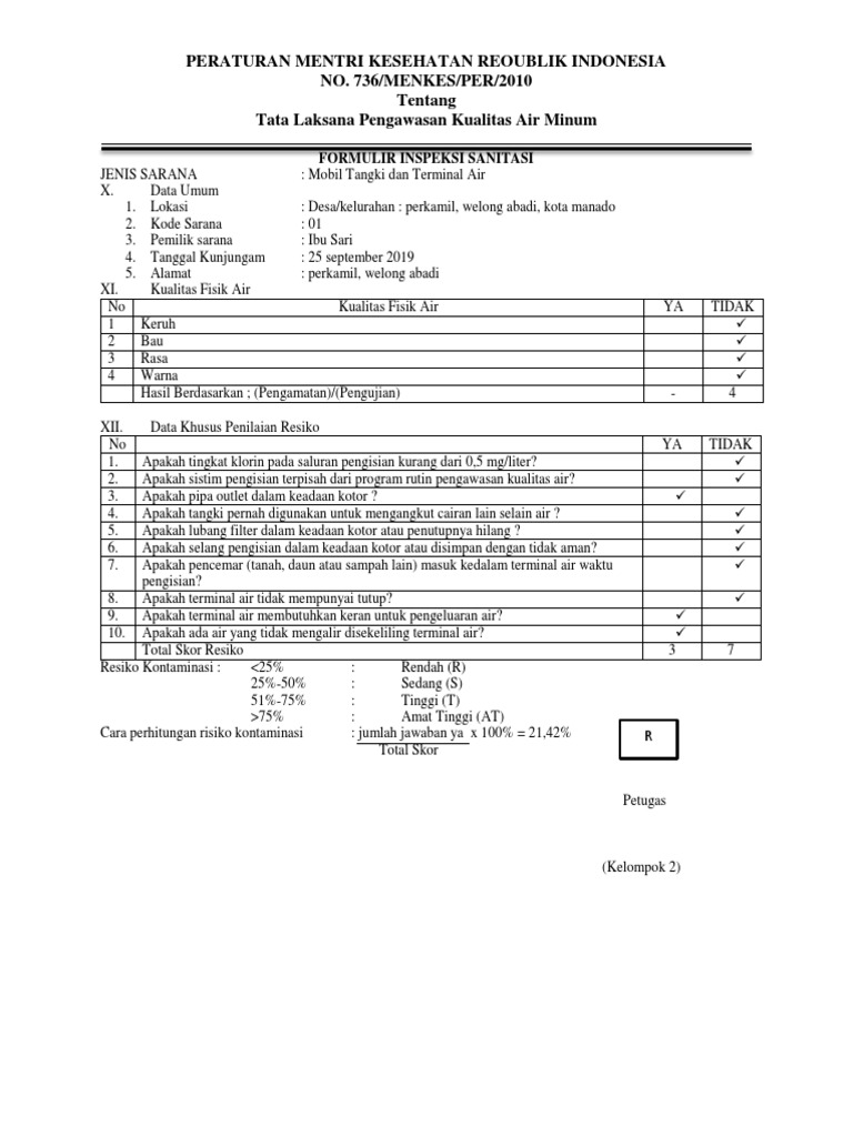 Formulir Mobil Tangki Dan Terminal Air | PDF
