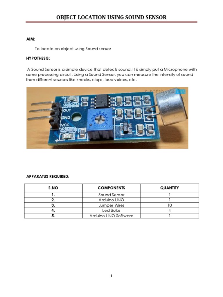 Locate Objects with Sound Sensor Setup | PDF