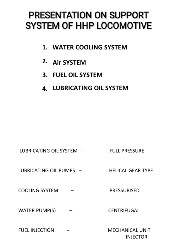 Water Cooling System 2. 3. Fuel Oil System 4. Lubricating Oil System