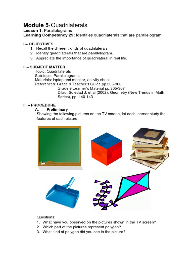Grade 9 Quadrilaterals Module 5 | PDF | Rectangle | Triangle