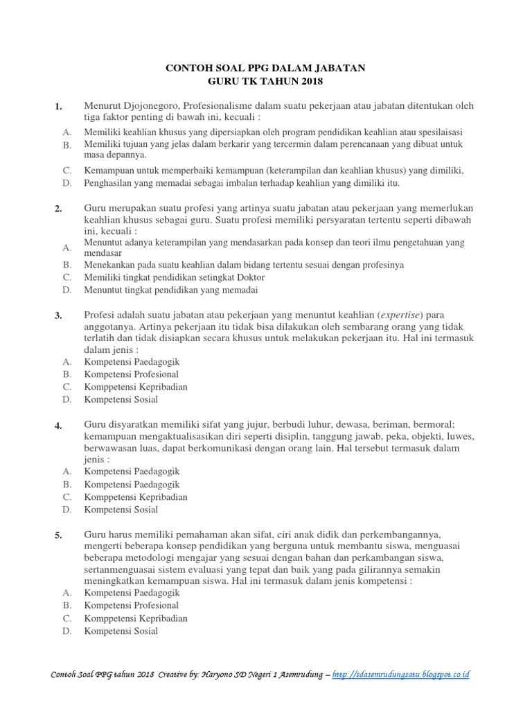 Contoh Soal Tes Guru Berprestasi Tk Jawabanku.id