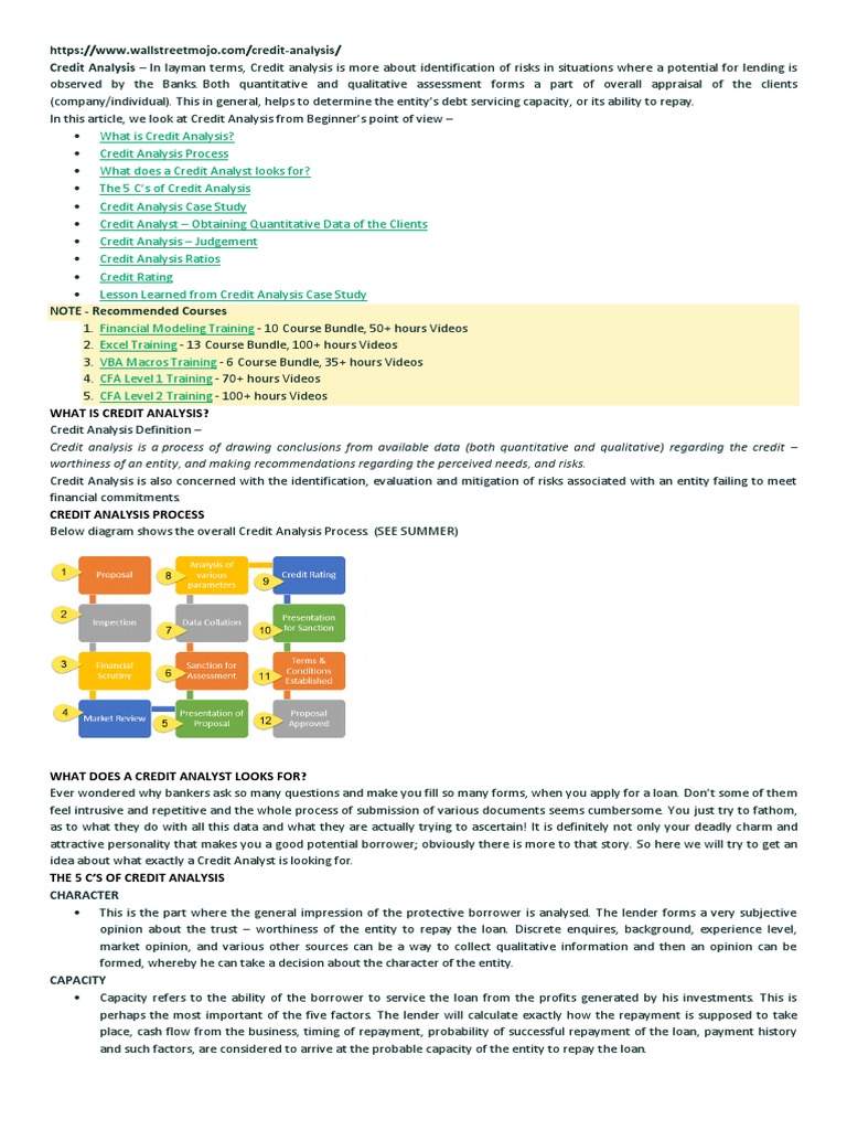 Credit Analysis Notes | PDF | Financial Risk | Credit