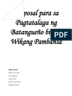 Proposal para Sa Pagtatalaga NG Batangueño Bilang Wikang Pambansa
