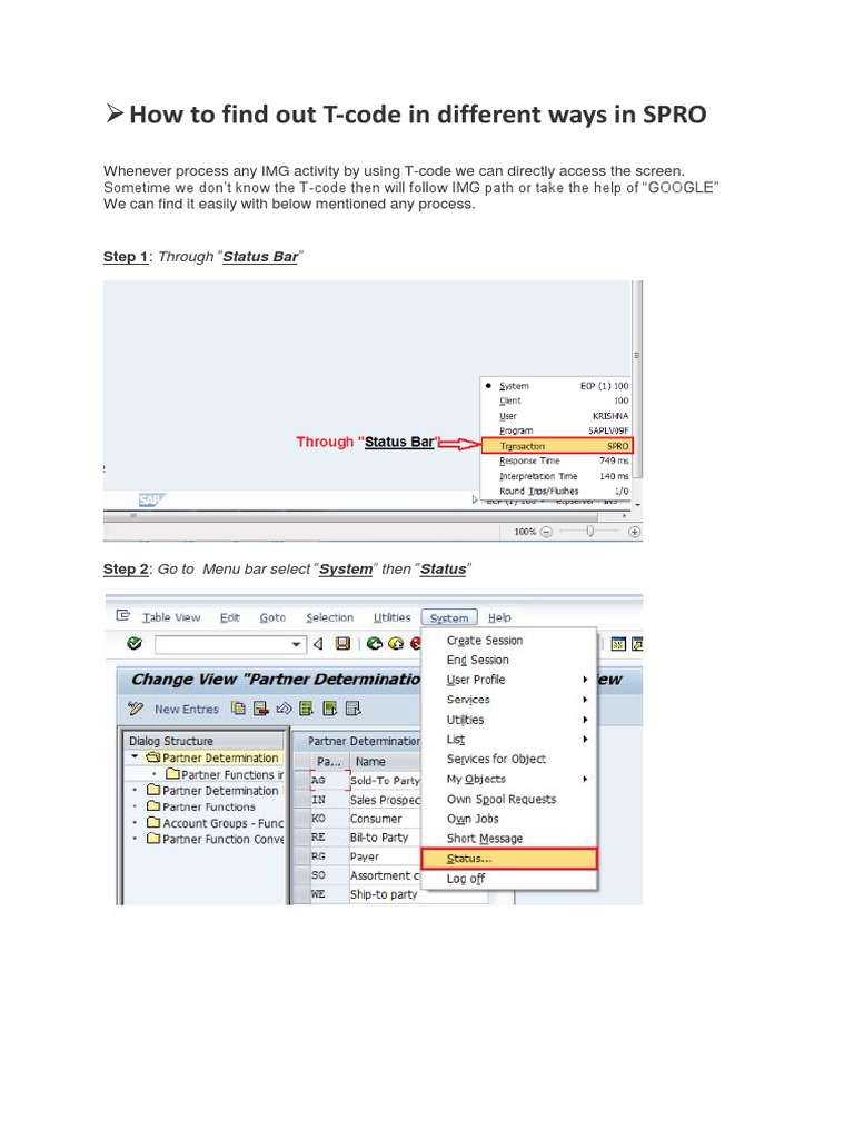 Finding T-Codes in SPRO Activities | PDF