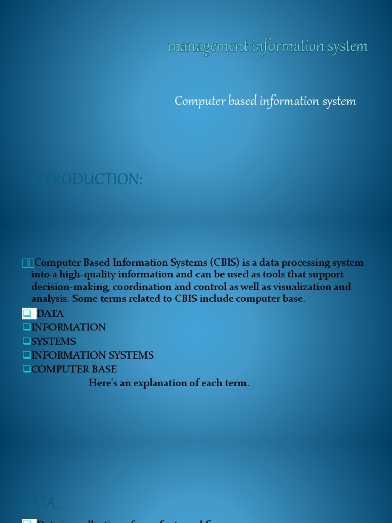 Computer Based Information System PDF Information System System