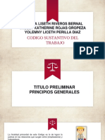 Codigo Sustantivo Del Trabajo: Brenda Liseth Riveros Bernal Yaselt Katherine Rojas Oropeza Yolemny Liceth Perilla Diaz