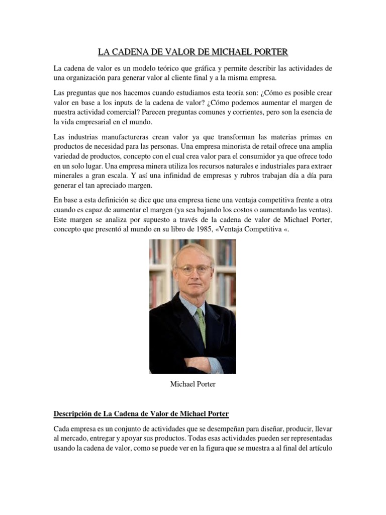 Cadena de Valor según Michael Porter | PDF | Cadena de valor | Coca Cola